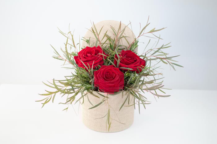 Valentines Trio - Roses in a Hat Box image